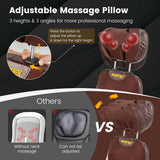 Neck & Back Massager Chair Pad with Adjustable Pillow & 3 Speeds, Rolling Shiatsu Massage Seat Cushion for Car Office Home