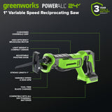 24V Brushless Power Tool 6PC Combo Kit w/ (1) 4.0Ah & (1) 2.0Ah USB-C Batteries and Charger