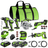 24V Brushless Power Tool 8PC Combo Kit w/ (2) 4.0Ah & (1) 2.0Ah USB-C Batteries and Charger