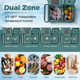 42QT Dual-Zone Car Refrigerator Fridge Freezer with Wheels & -4°F~68°F Temp, 12V/24V AC/DC Portable Electric Cooler for RV Camping