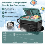 42QT Dual-Zone Car Refrigerator Fridge Freezer with Wheels & -4°F~68°F Temp, 12V/24V AC/DC Portable Electric Cooler for RV Camping