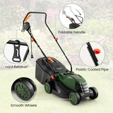 10 AMP 13" Electric Push Lawn Mower 2-in-1 Walk-Behind Lawnmower with Collection Box, 3 Adjustable Height Position