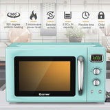 0.9Cu.ft Retro Countertop Microwave Oven 900W with Defrost & Auto Cooking Function, Glass Turntable