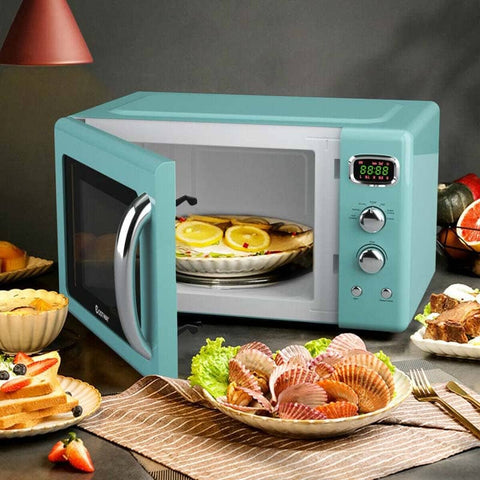 0.9Cu.ft Retro Countertop Microwave Oven 900W with Defrost & Auto Cooking Function, Glass Turntable