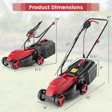 12 AMP 14" Electric Push Lawn Mower 2-in-1 Walk-Behind Lawnmower with Collection Box, 3 Adjustable Height Position
