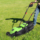 12 Amp Electric Lawn Mower, 13-Inch 2-in-1 Corded Push Mower with Grass Bag, Folding Handle & Adjustable Cutting Height for Garden Yard