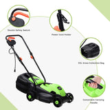 12 Amp Electric Lawn Mower, 13-Inch 2-in-1 Corded Push Mower with Grass Bag, Folding Handle & Adjustable Cutting Height for Garden Yard