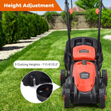 12 Amp Electric Lawn Mower, 13-Inch 2-in-1 Corded Push Mower with Grass Bag, Folding Handle & Adjustable Cutting Height for Garden Yard