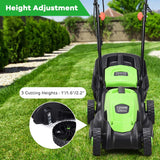 12 Amp Electric Lawn Mower, 13-Inch 2-in-1 Corded Push Mower with Grass Bag, Folding Handle & Adjustable Cutting Height for Garden Yard