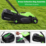 12 Amp Electric Lawn Mower, 13-Inch 2-in-1 Corded Push Mower with Grass Bag, Folding Handle & Adjustable Cutting Height for Garden Yard