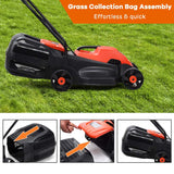 12 Amp Electric Lawn Mower, 13-Inch 2-in-1 Corded Push Mower with Grass Bag, Folding Handle & Adjustable Cutting Height for Garden Yard