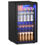 2-in-1 Mini Beverage Cooler Refrigerator Built-In & Freestanding 120 Cans Beer Drinks Wine Fridge with Glass Door