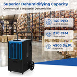 140 Pints 4500 Sq.Ft Crawl Space Dehumidifier with Pump & Drain Hose, Portable Industrial Commercial Dehumidifier for Basement Warehouse
