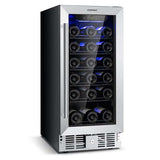 15" 2-in-1 Wine Beverage Cooler Refrigerator Wine Cellar Built-in or Freestanding 30-Bottle Wine Fridge