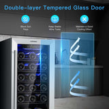 15" 2-in-1 Wine Beverage Cooler Refrigerator Wine Cellar Built-in or Freestanding 30-Bottle Wine Fridge