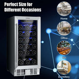 15" 2-in-1 Wine Beverage Cooler Refrigerator Wine Cellar Built-in or Freestanding 30-Bottle Wine Fridge