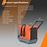 163 PPD Commercial Dehumidifier Built-in Pump & Drain Hose, Auto Defrost, Portable Industrial Dehumidifier for Basement
