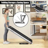 2-in-1 Folding Treadmill with Dual Display, 2.25HP Under Desk Treadmill Walking Pad, Bluetooth/Remote, Compact Jogging Machine for Home Office