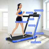 2-in-1 Folding Treadmill with Dual Display, 2.25HP Under Desk Treadmill Walking Pad, Bluetooth/Remote, Compact Jogging Machine for Home Office