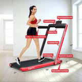 2-in-1 Folding Treadmill with Dual Display, 2.25HP Under Desk Treadmill Walking Pad, Bluetooth/Remote, Compact Jogging Machine for Home Office
