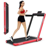 2-in-1 Folding Treadmill with Dual Display, 2.25HP Under Desk Treadmill Walking Pad, Bluetooth/Remote, Compact Jogging Machine for Home Office