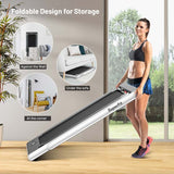 2-in-1 Folding Treadmill with Dual Display, 2.25HP Under Desk Treadmill Walking Pad, Bluetooth/Remote, Compact Jogging Machine for Home Office