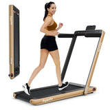 2-in-1 Folding Treadmill with Dual Display, 2.25HP Under Desk Treadmill Walking Pad, Bluetooth/Remote, Compact Jogging Machine for Home Office