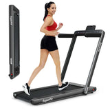 2-in-1 Folding Treadmill with Dual Display, 2.25HP Under Desk Treadmill Walking Pad, Bluetooth/Remote, Compact Jogging Machine for Home Office