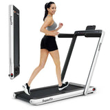 2-in-1 Folding Treadmill with Dual Display, 2.25HP Under Desk Treadmill Walking Pad, Bluetooth/Remote, Compact Jogging Machine for Home Office