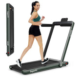 2-in-1 Folding Treadmill with Dual Display, 2.25HP Under Desk Treadmill Walking Pad, Bluetooth/Remote, Compact Jogging Machine for Home Office