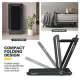 2-in-1 Folding Treadmill with Dual Display, 2.25HP Under Desk Treadmill Walking Pad, Bluetooth/Remote, Compact Jogging Machine for Home Office