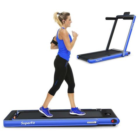 2-in-1 Folding Treadmill with Dual Display, 2.25HP Under Desk Treadmill Walking Pad, Bluetooth/Remote, Compact Jogging Machine for Home Office
