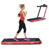 2-in-1 Folding Treadmill with Dual Display, 2.25HP Under Desk Treadmill Walking Pad, Bluetooth/Remote, Compact Jogging Machine for Home Office