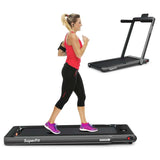 2-in-1 Folding Treadmill with Dual Display, 2.25HP Under Desk Treadmill Walking Pad, Bluetooth/Remote, Compact Jogging Machine for Home Office