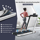 2-in-1 Folding Treadmill with Dual Display, 2.25HP Under Desk Treadmill Walking Pad, Bluetooth/Remote, Compact Jogging Machine for Home Office