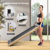 2-in-1 Folding Treadmill with Dual Display, 2.25HP Under Desk Treadmill Walking Pad, Bluetooth/Remote, Compact Jogging Machine for Home Office