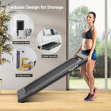 2-in-1 Folding Treadmill with Dual Display, 2.25HP Under Desk Treadmill Walking Pad, Bluetooth/Remote, Compact Jogging Machine for Home Office