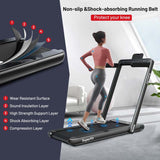 2-in-1 Folding Treadmill with Dual Display, 2.25HP Under Desk Treadmill Walking Pad, Bluetooth/Remote, Compact Jogging Machine for Home Office