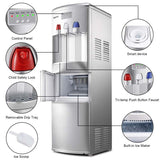 2-in-1 Top Loading Water Dispenser Built-In Ice Maker, 27LBS/24H Ice Machine with Child Safety Lock