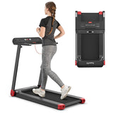 2.25HP Electric Folding Treadmill, Smart APP Control Walking Running Machine with HD LED Display & Device Holder