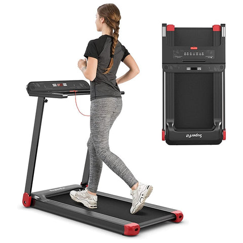 2.25HP Electric Folding Treadmill, Smart APP Control Walking Running Machine with HD LED Display & Device Holder