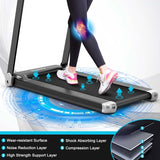 2.25HP Electric Folding Treadmill, Smart APP Control Walking Running Machine with HD LED Display & Device Holder