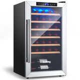 20 Inch 33 Bottles Wine Cooler Refrigerator Built-In or Freestanding Mini Wine Fridge with 2-Layer Tempered Glass Door & Dual Alarm Function