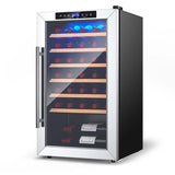 20 Inch 33 Bottles Wine Cooler Refrigerator Built-In or Freestanding Mini Wine Fridge with 2-Layer Tempered Glass Door & Dual Alarm Function
