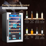 20 Inch 33 Bottles Wine Cooler Refrigerator Built-In or Freestanding Mini Wine Fridge with 2-Layer Tempered Glass Door & Dual Alarm Function
