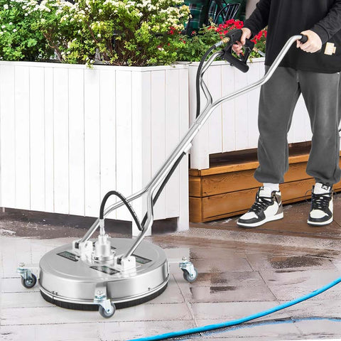 20" Pressure Washer Surface Cleaner, 4000 PSI Stainless Steel Cleaner Attachment with Casters, Dual Handles & 3/8" Quick-Connect for Driveway, Patio