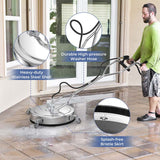 20" Pressure Washer Surface Cleaner, 4000 PSI Stainless Steel Cleaner Attachment with Casters, Dual Handles & 3/8" Quick-Connect for Driveway, Patio
