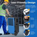 215 Pint Commercial Dehumidifier, 8000 Sq.Ft Industrial Dehumidifier with Drain Hose, 24H Timer & 4 Wheels for Basement, Warehouse, Water Damage