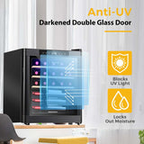 20" 21-Bottle Wine Cooler Refrigerator Countertop Wine Cellar with Beech Shelves & Anti-UV Glass Door