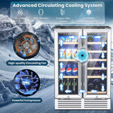 24" Large Dual Zone Wine Beverage Cooler Refrigerator Built-In & Freestanding Beer Fridge Wine Cellar